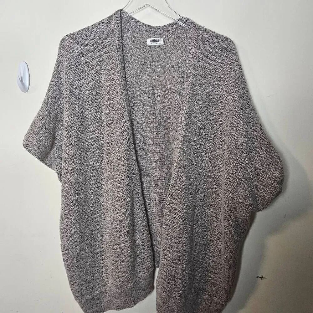 Aritzia Community Cape Open Front Cotton Knit sweater XXS Marled Taupe Gray Over
